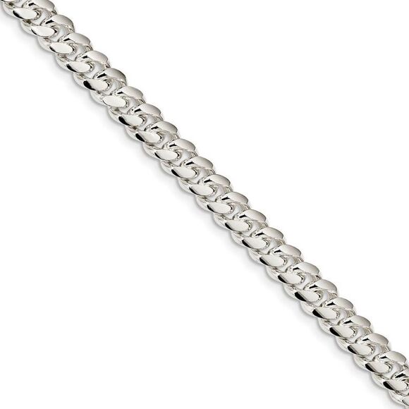 Men's 7.75mm Sterling Silver Solid Domed Curb Chain Bracelet 8 Inch